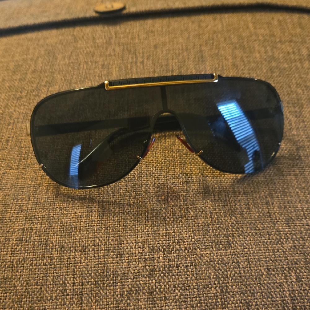 Versace Black Aviator Sunglasses with Metal Frame